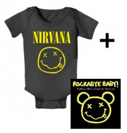 Nirvana Baby romper Smiley & Nirvana Rockabyebaby cd Cadeauset 