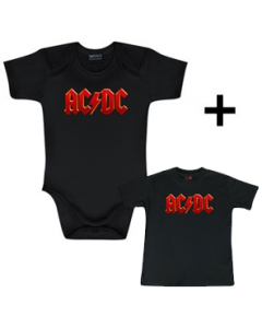 Cadeauset AC/DC romper baby Colour & AC/DC Baby t-shirt